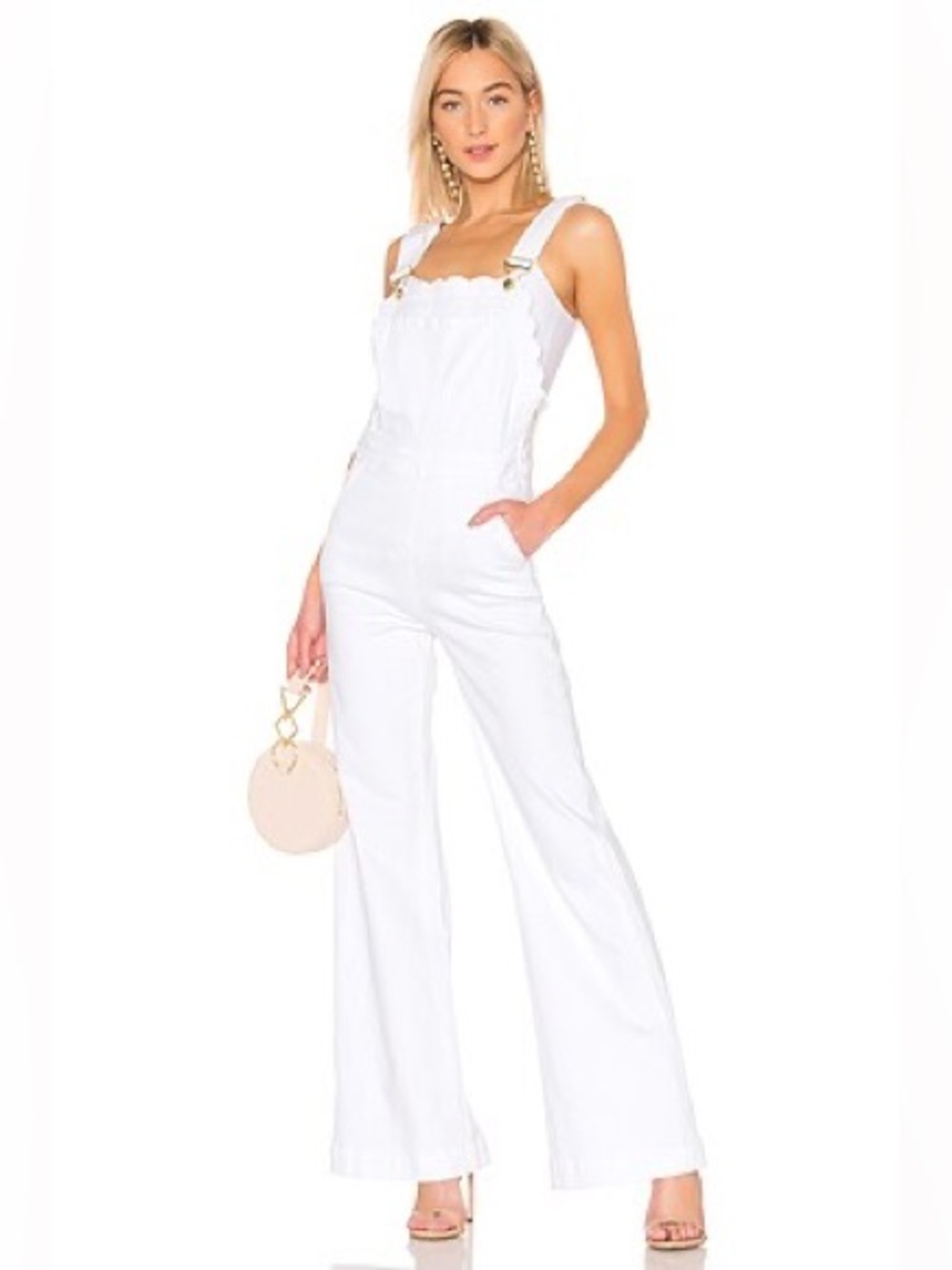 Frame Denim White Scallop Edge Overalls S
